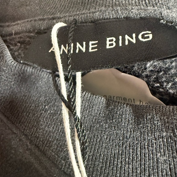 ANINE BING Miles Sweatshirt Washed Black Leopard Logo| Luxe Minimalist |Elevated - Picture 8 of 9